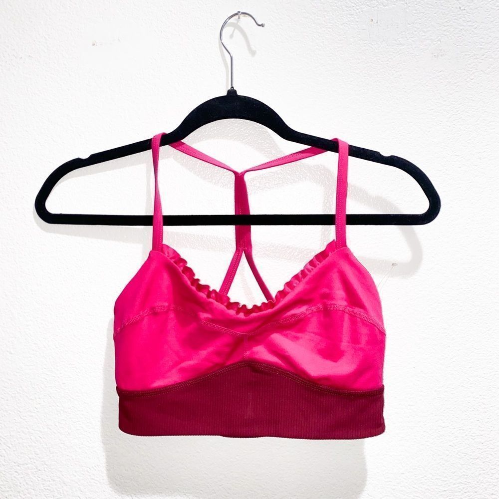 Free people movement pink ruffle sports bra